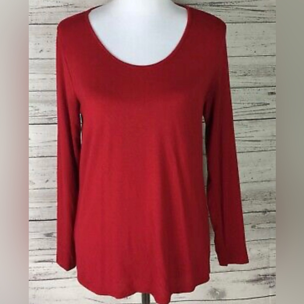 Soma Knit Top Women's Red Long Sleeve Stretch Knit Loungewear